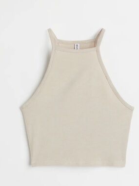 Divided High-Neck Cropped Tank Top - Light Mauve